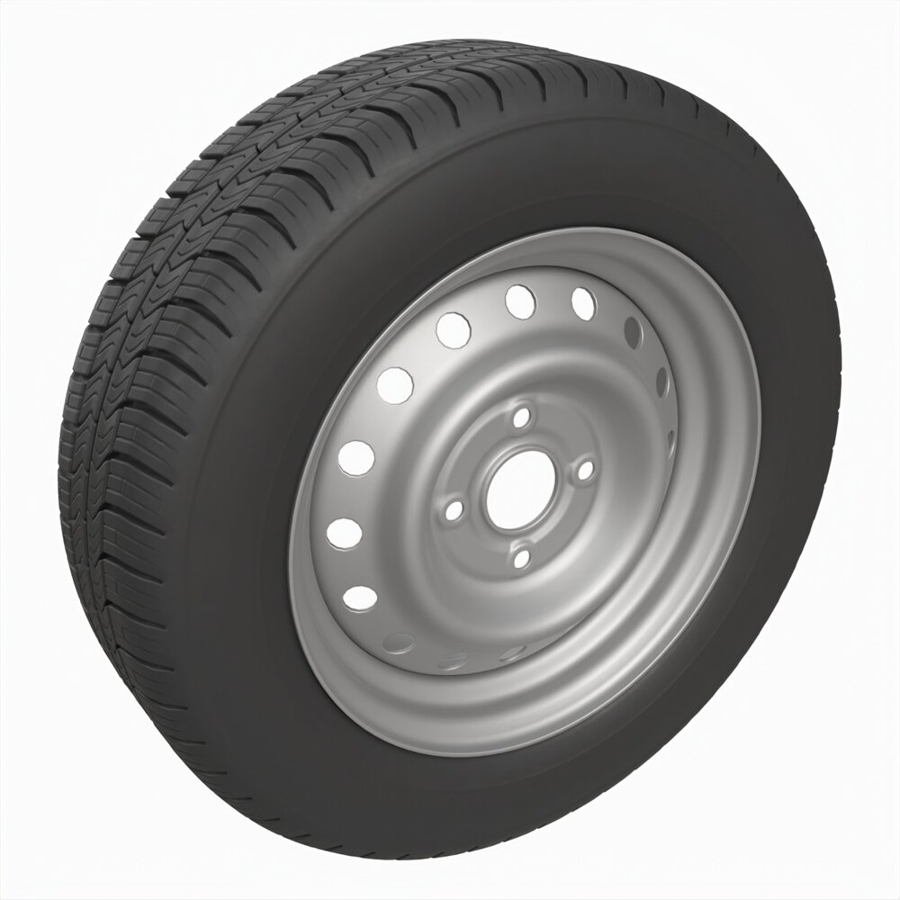 Car Trailer Wheel With Tyre 3D model