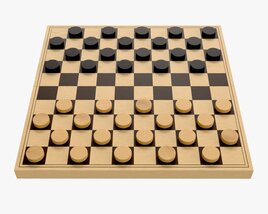 Checkers Draughts Board Table Strategy Game 3D-Modell