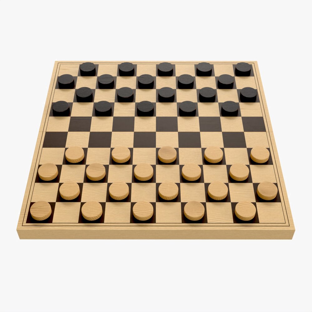 Checkers Draughts Board Table Strategy Game Modelo 3d