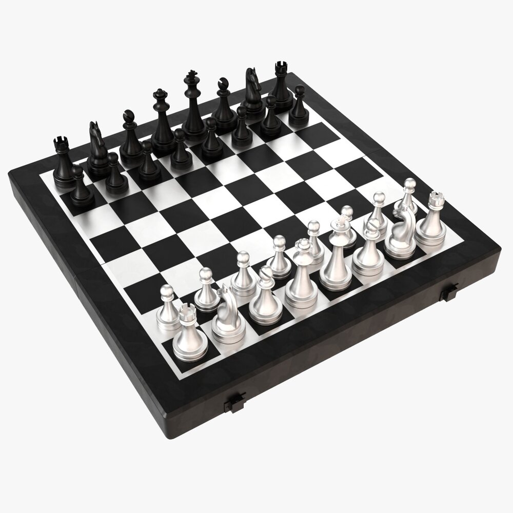Chessboard Metallic Black White 3D-Modell