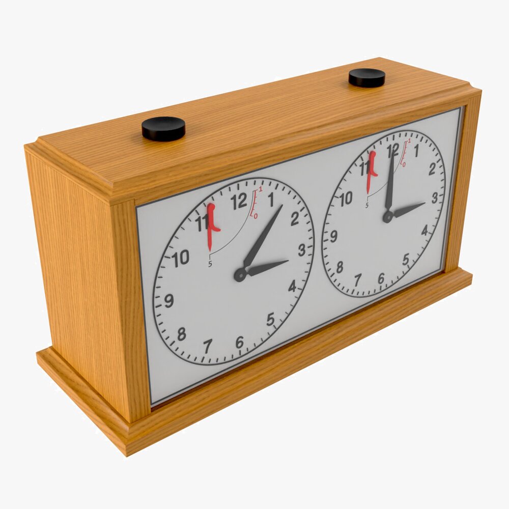 Chess Mechanical Timer Game Clock Wooden Modello 3D