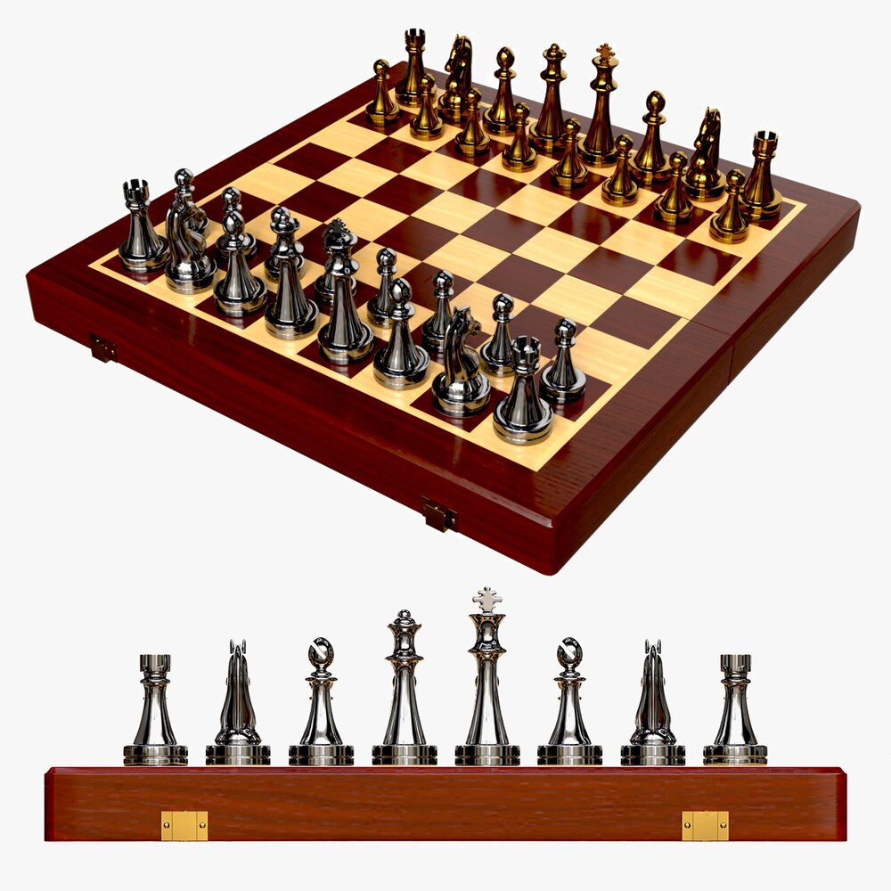 Chess Pieces Board Open Ready To Play 3D 모델 