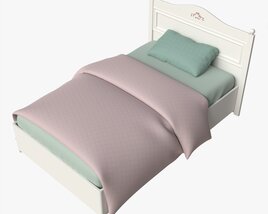 Children Bed With Decorated Headboard Modelo 3d
