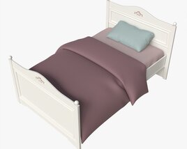Children Bed With Decorated Headboard And Footboard 3D 모델 
