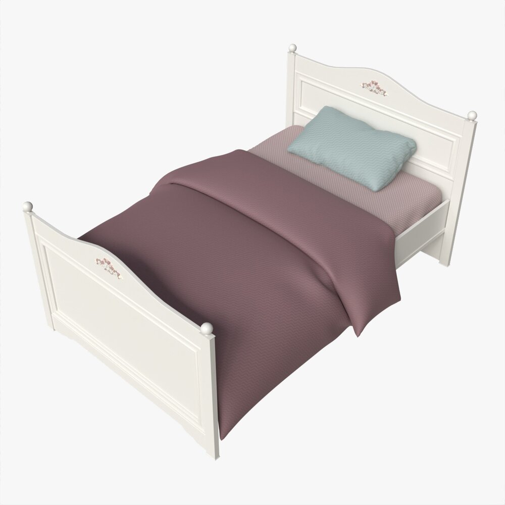 Children Bed With Decorated Headboard And Footboard 3D model