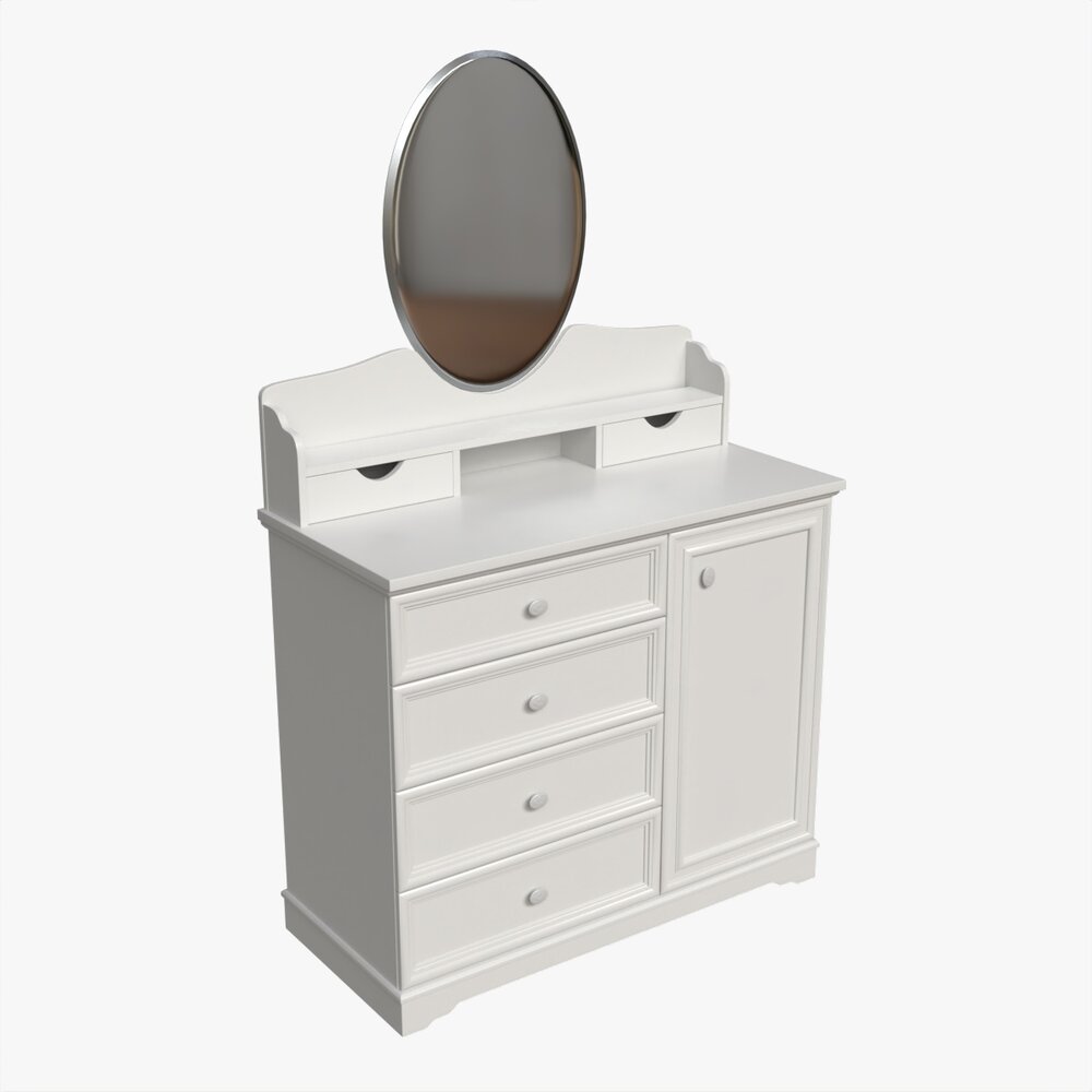 Children Dresser With Mirror And Drawers 3D model