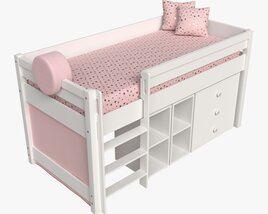 Cilek Montes Loft Bed with Dresser and Shelves 3D model