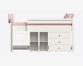 Cilek Montes Loft Bed with Dresser and Shelves 3d model
