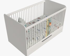 Cilek Montes White Baby Crib Modello 3D