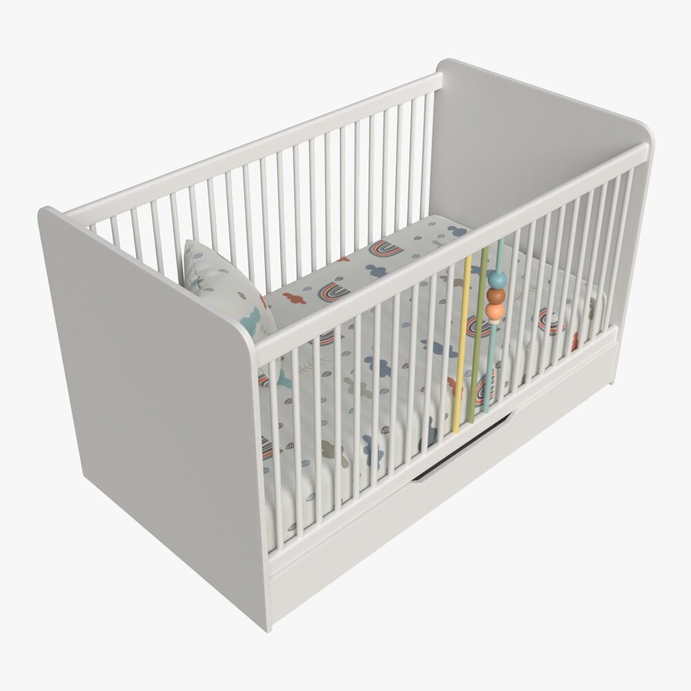 Cilek Montes White Baby Crib Modelo 3d
