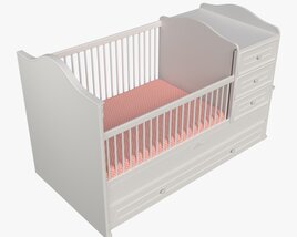 Cilek Romantic Convertible Baby Bed 3D model