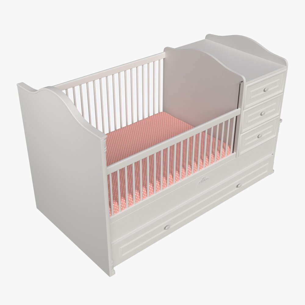 Cilek Romantic Convertible Baby Bed 3D 모델 