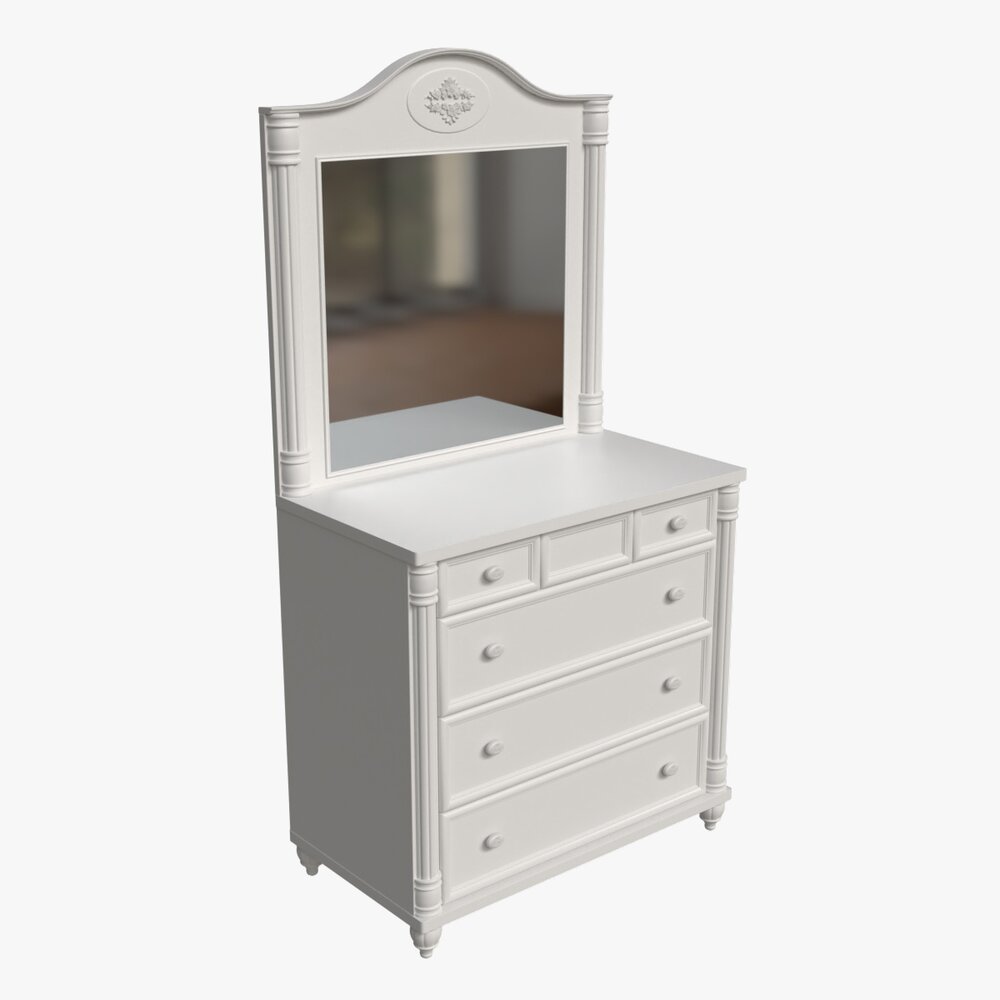 Cilek Romantic Dresser With Mirror Modello 3D