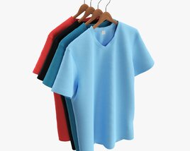 Clothing Classic V-neck Men T-shirts On Hanger 3D 모델 