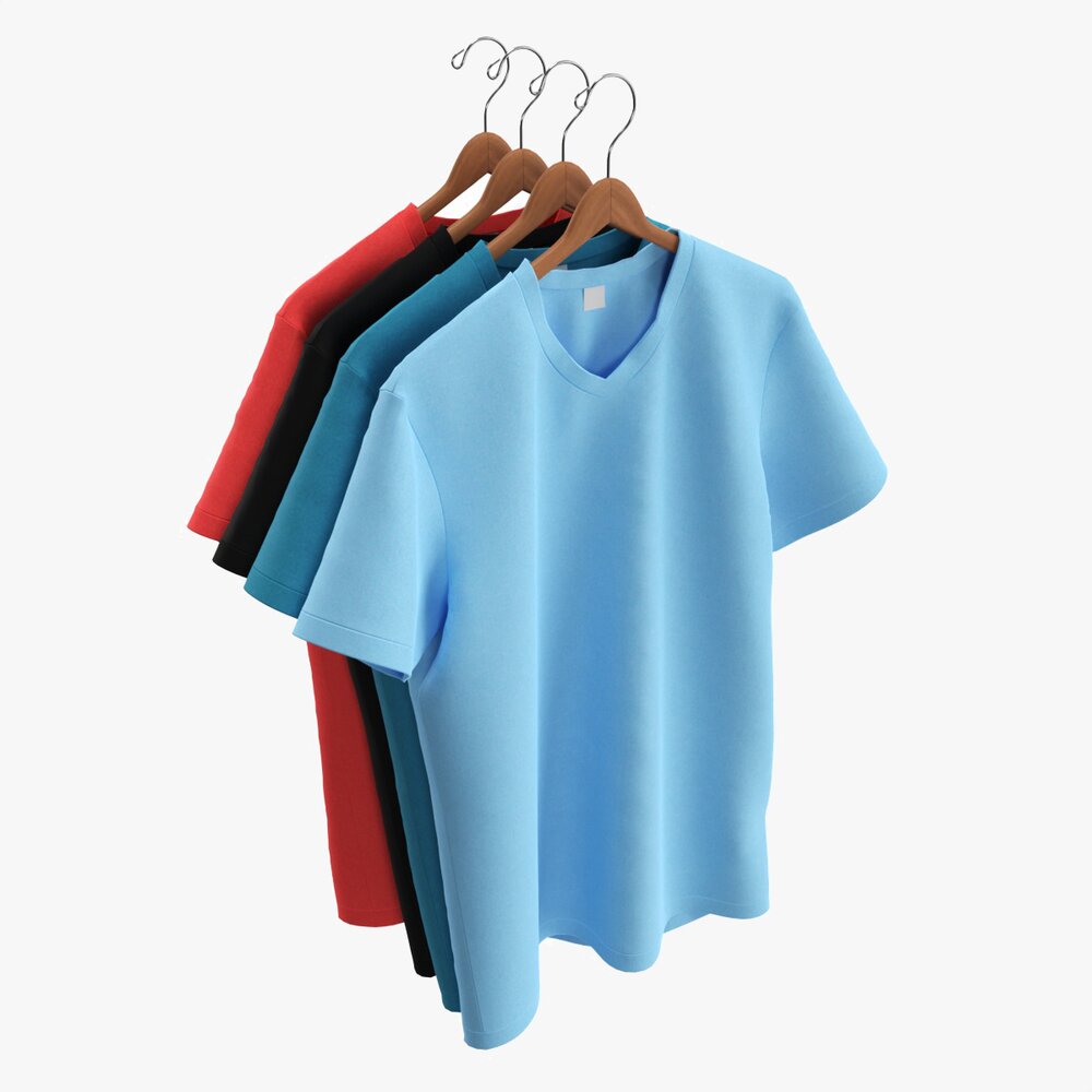 Clothing Classic V-neck Men T-shirts On Hanger 3D модель