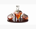 Diamond Whisky Decanter With Glasses And Wooden Holder 3d model