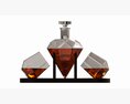 Diamond Whisky Decanter With Glasses And Wooden Holder Modello 3D