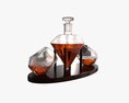 Diamond Whisky Decanter With Glasses And Wooden Holder Modelo 3D