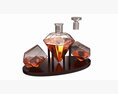 Diamond Whisky Decanter With Glasses And Wooden Holder Modello 3D
