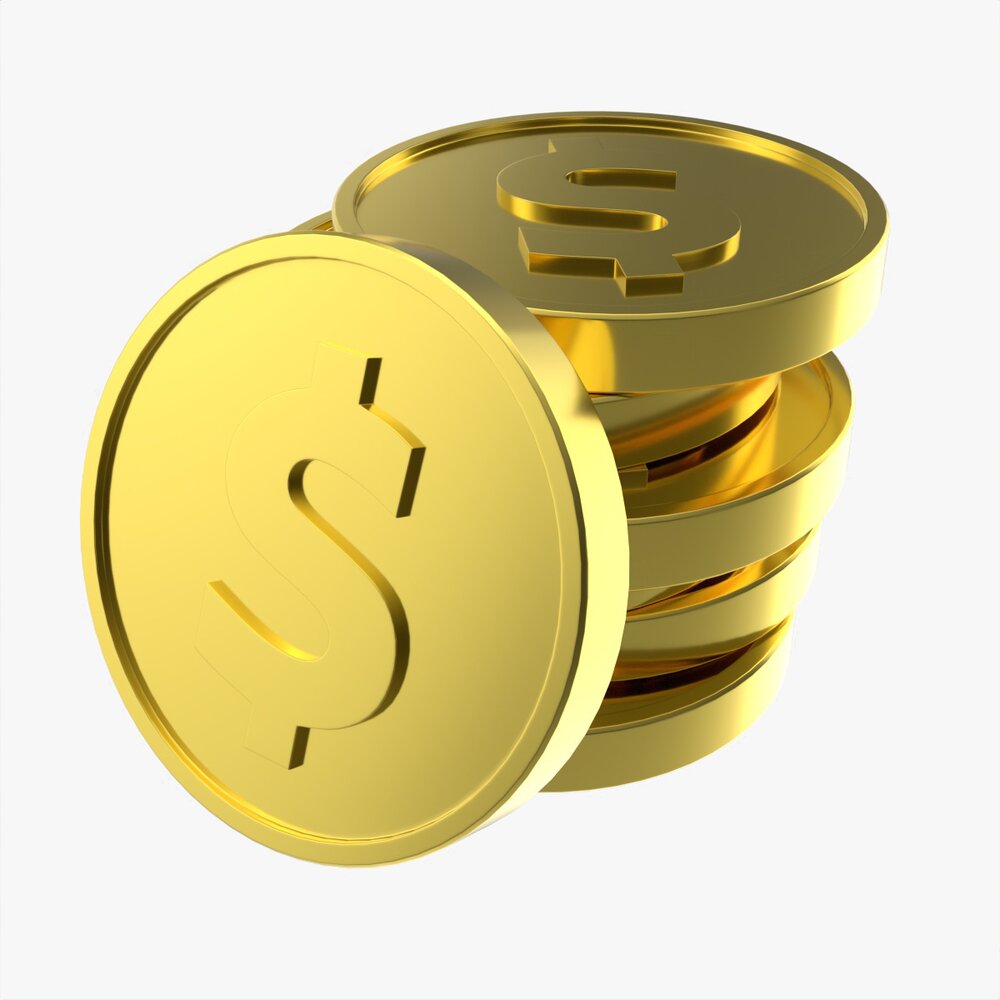 Dollar Coin Stack Modelo 3D