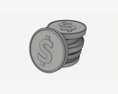 Dollar Coin Stack 3D модель