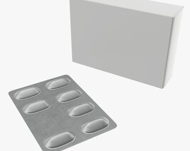 Pills With Paper Box Package 02 3D 모델 