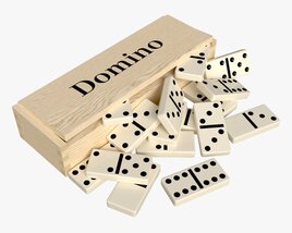 Dominoes with Wooden Box Table Strategy Game Modelo 3d