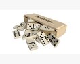Dominoes with Wooden Box Table Strategy Game Modelo 3D