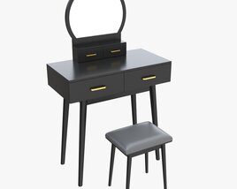 Dresser Set With Stool And Mirror 3D 모델 