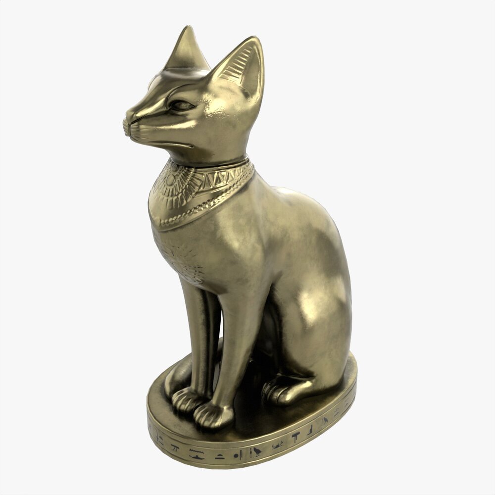 Egyptian Cat Statuette Modèle 3D