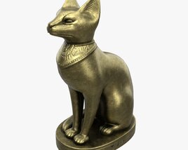 Egyptian Cat Statuette Patinated 3D model