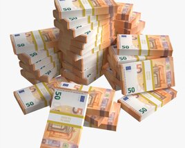 Euro Banknote Bundles Large Set 3D-Modell