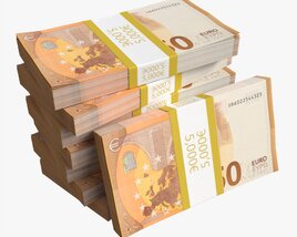 Euro Banknote Bundles Medium Set 3D 모델 