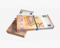 Euro Banknote Bundles Tied With Rubbers 3D 모델 