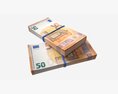 Euro Banknote Bundles Tied With Rubbers 3D модель