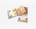 Euro Banknote Bundles Tied With Rubbers 3D模型