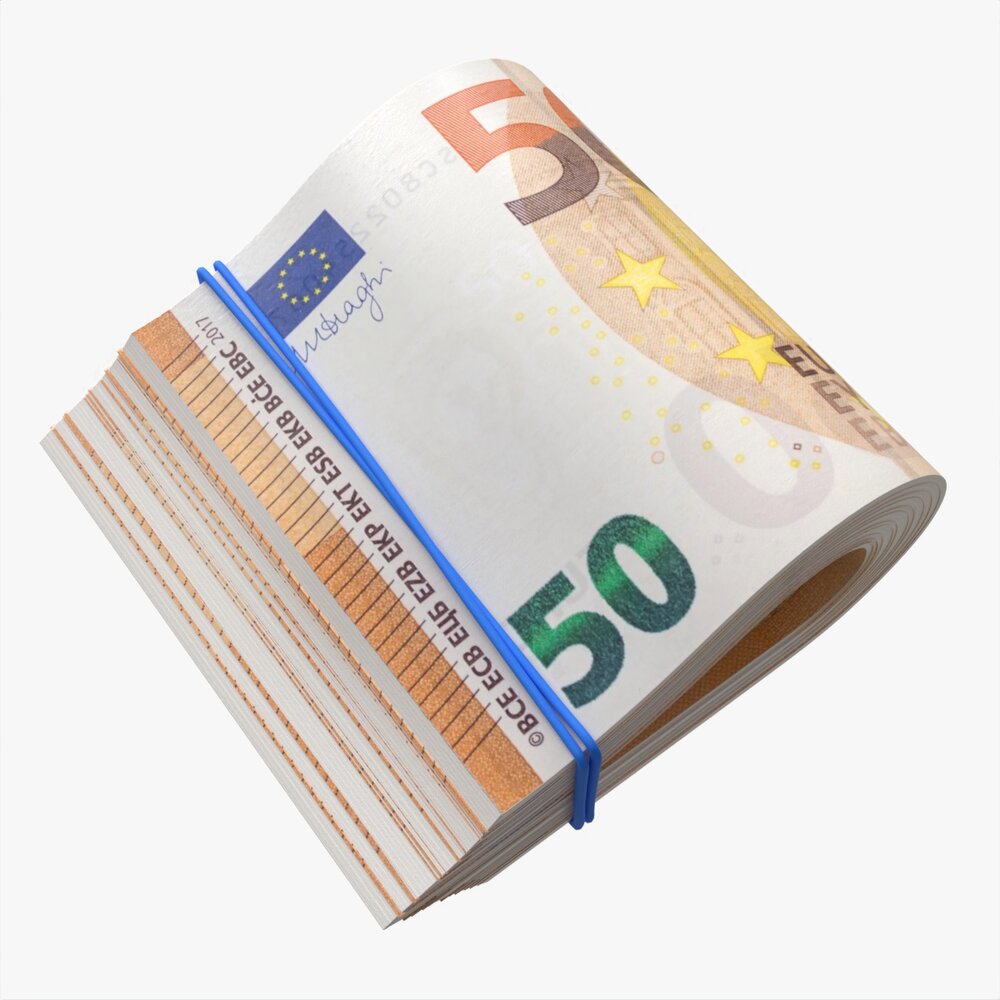 Euro Banknotes Folded And Tied 01 3D 모델 
