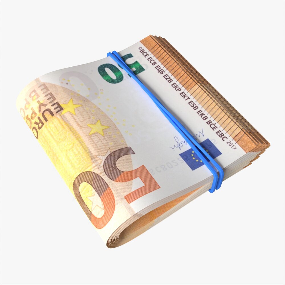 Euro Banknotes Folded And Tied 02 3D 모델 