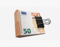 Euro Banknotes Folded With Clip 01 3D модель