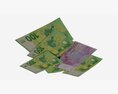 Euro Banknotes Folded With Clip 02 3D модель