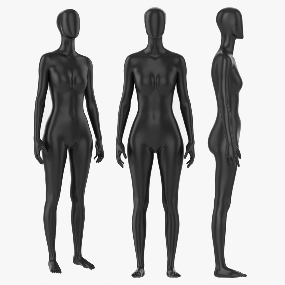 Female Mannequin Black Plastic Full Length Modèle 3d