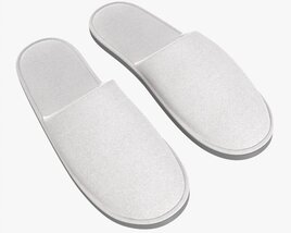 Foam Padded Home Slippers White 3D 모델 