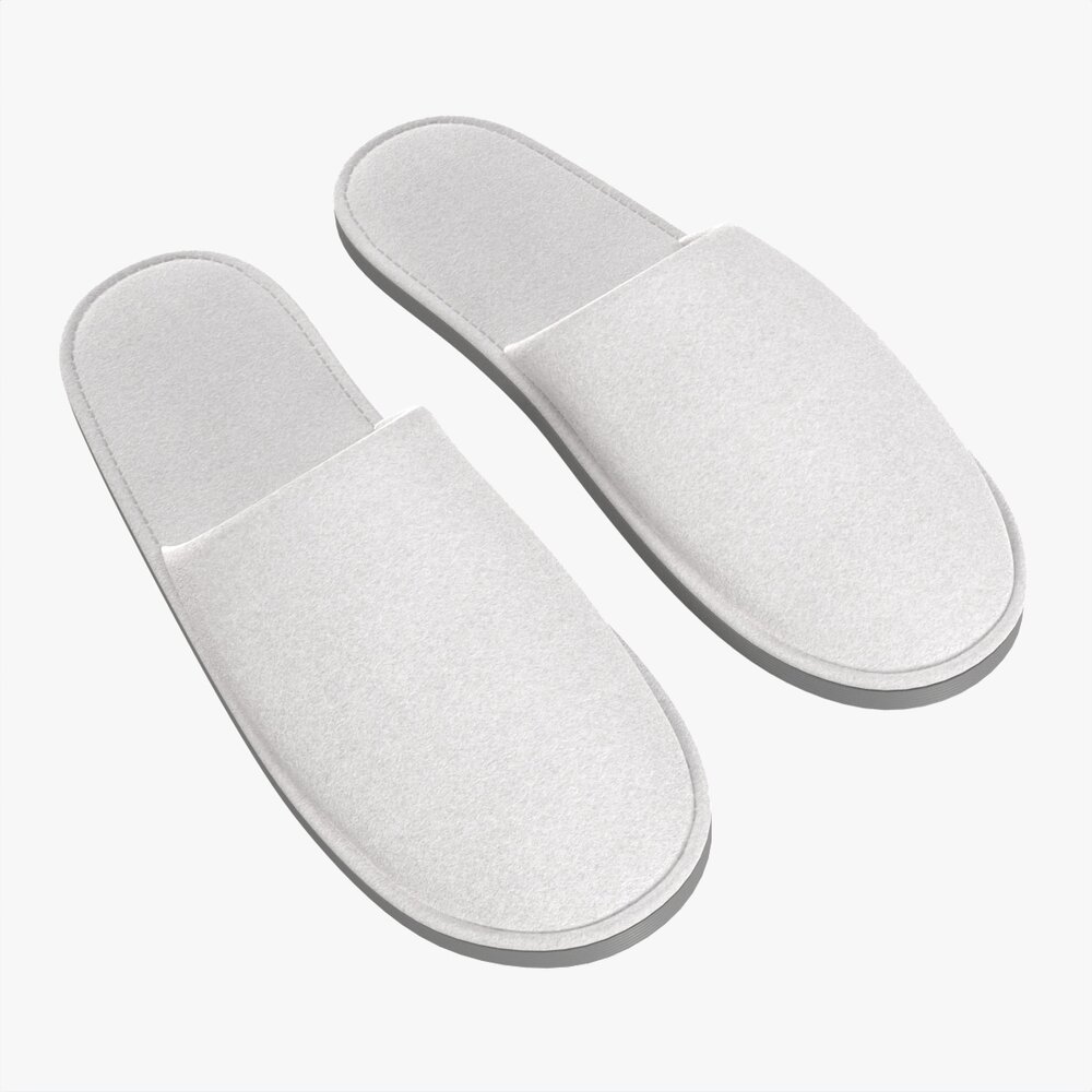Foam Padded Home Slippers White Modello 3D