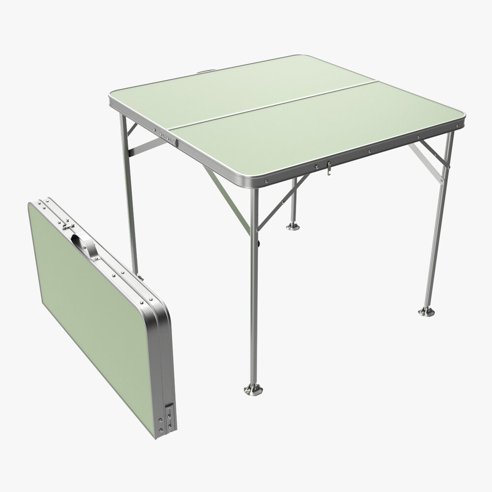 Folding Camping Table Folded And Unfolded 3Dモデル