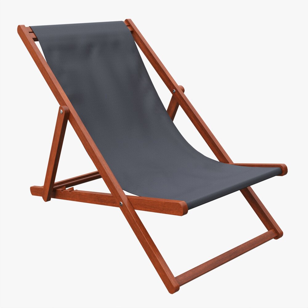 Folding Outdoor Wood Deck Chair 3D model