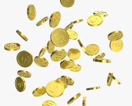 Gold Coins Falling 01 3D model