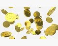 Gold Coins Falling 01 3D 모델 