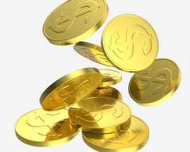 Gold Coins Falling 02 Modèle 3D