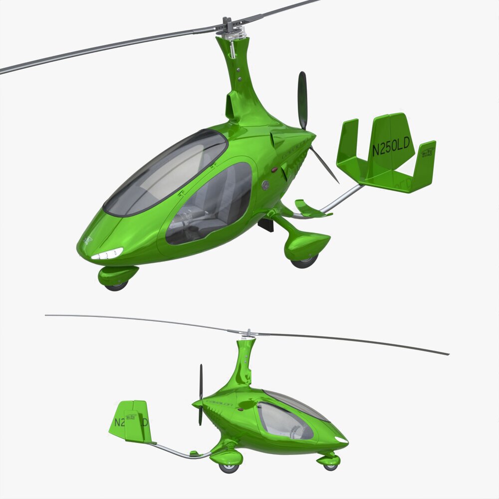Gyroplane Autogyro Cavalon Green 3D model