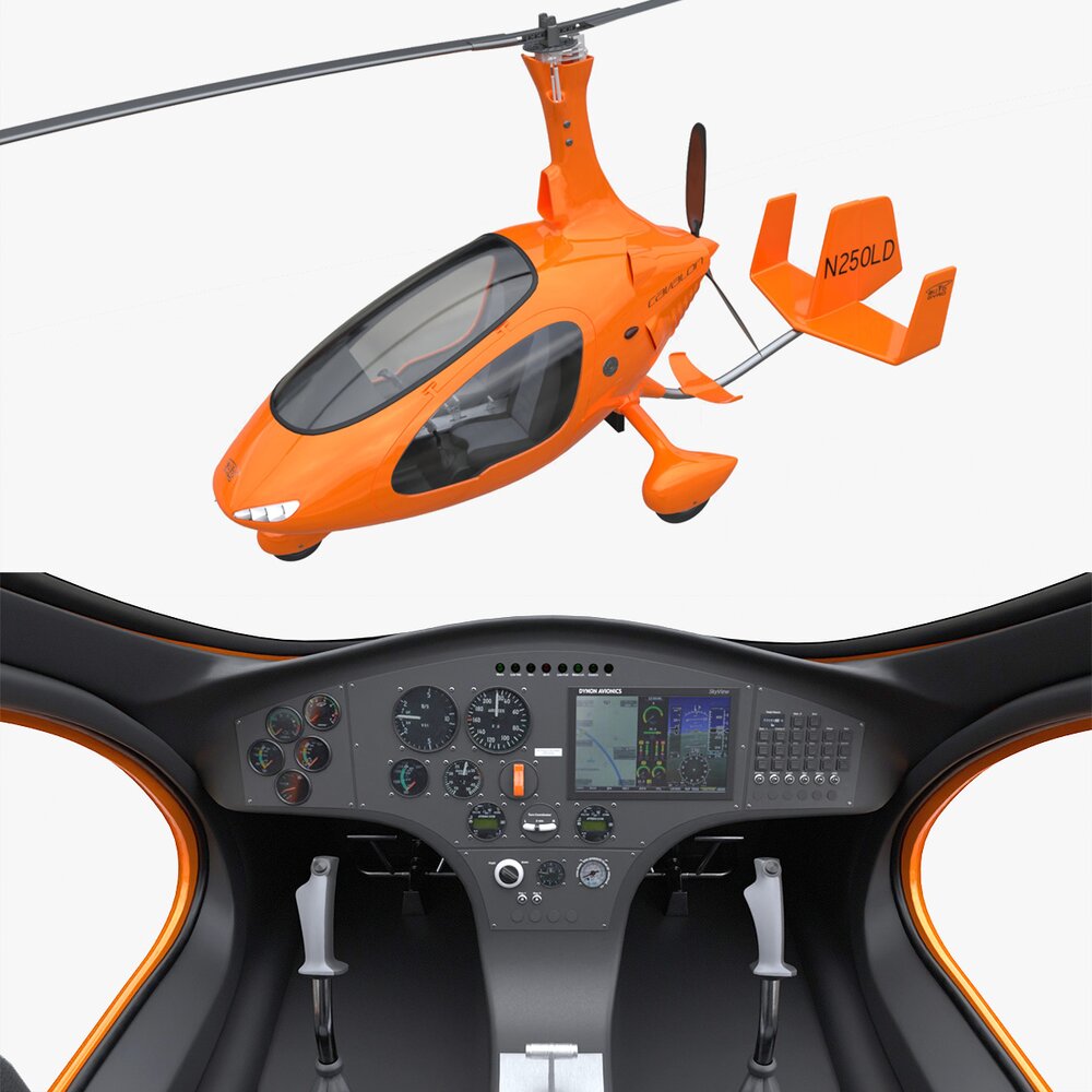 Gyroplane Autogyro Cavalon Orange 3D model